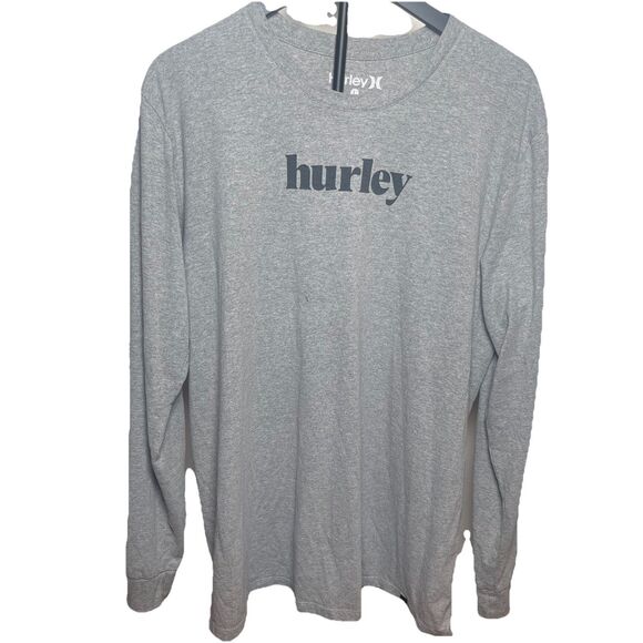 Hurley Men’s Long Sleeve Logo T-Shirt Gray Size Large Crewneck Surf Skate - Picture 2 of 8